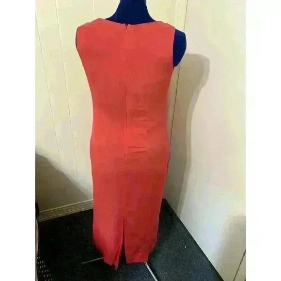 Vintage Jessica Howard Coral Linen BLend Shift Midi Dress 10 Petite Feminine - Picture 3 of 11